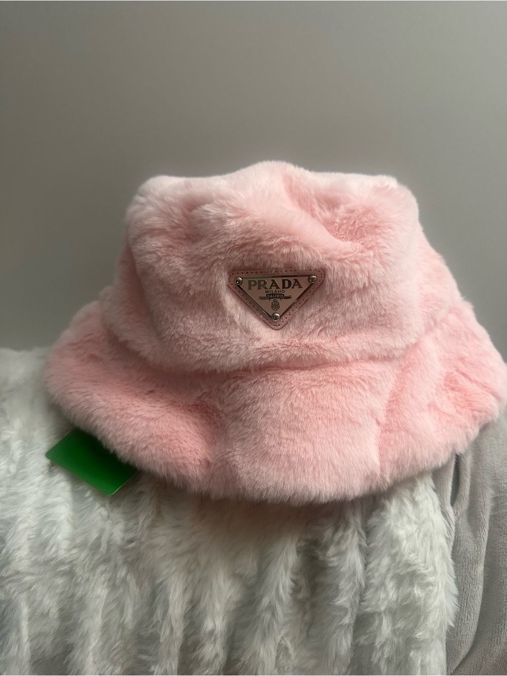 Tory Burch Light Pink Faux Fur Bucket Hat